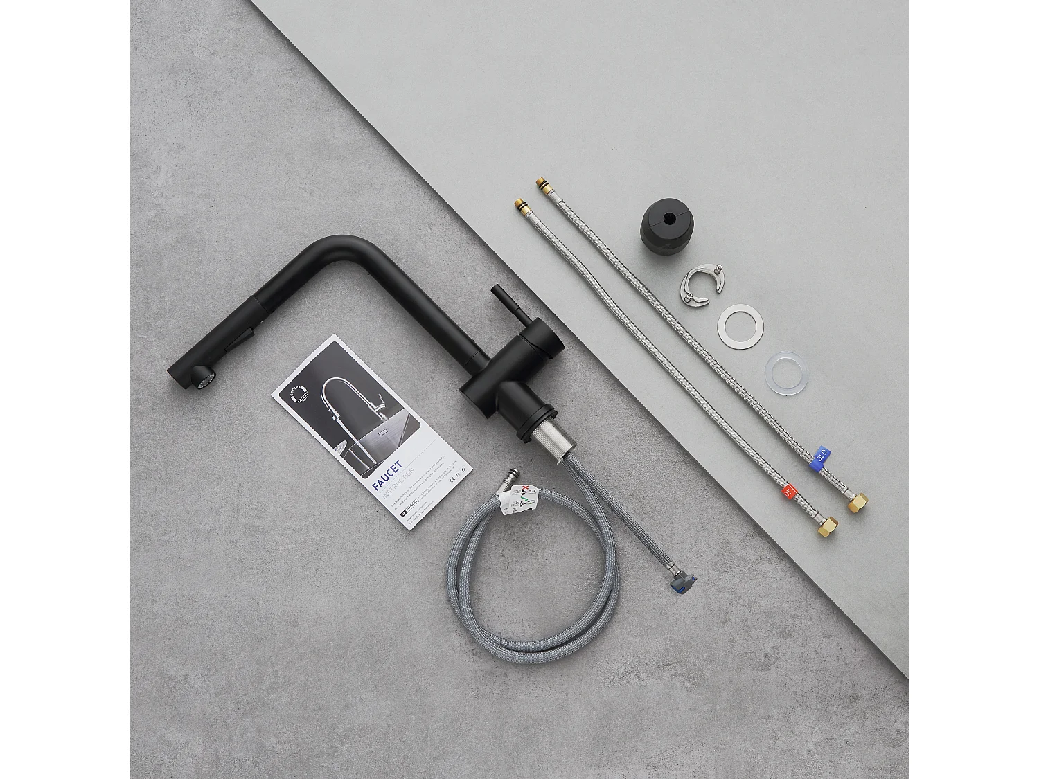 Cecipa max Noir Mitigeur Cuisine Douchette Robinet Douchette d'évier Extractible à 2 Jets Mitigeur Evier Acier Inox Barboteur Démotable,EU Modèle