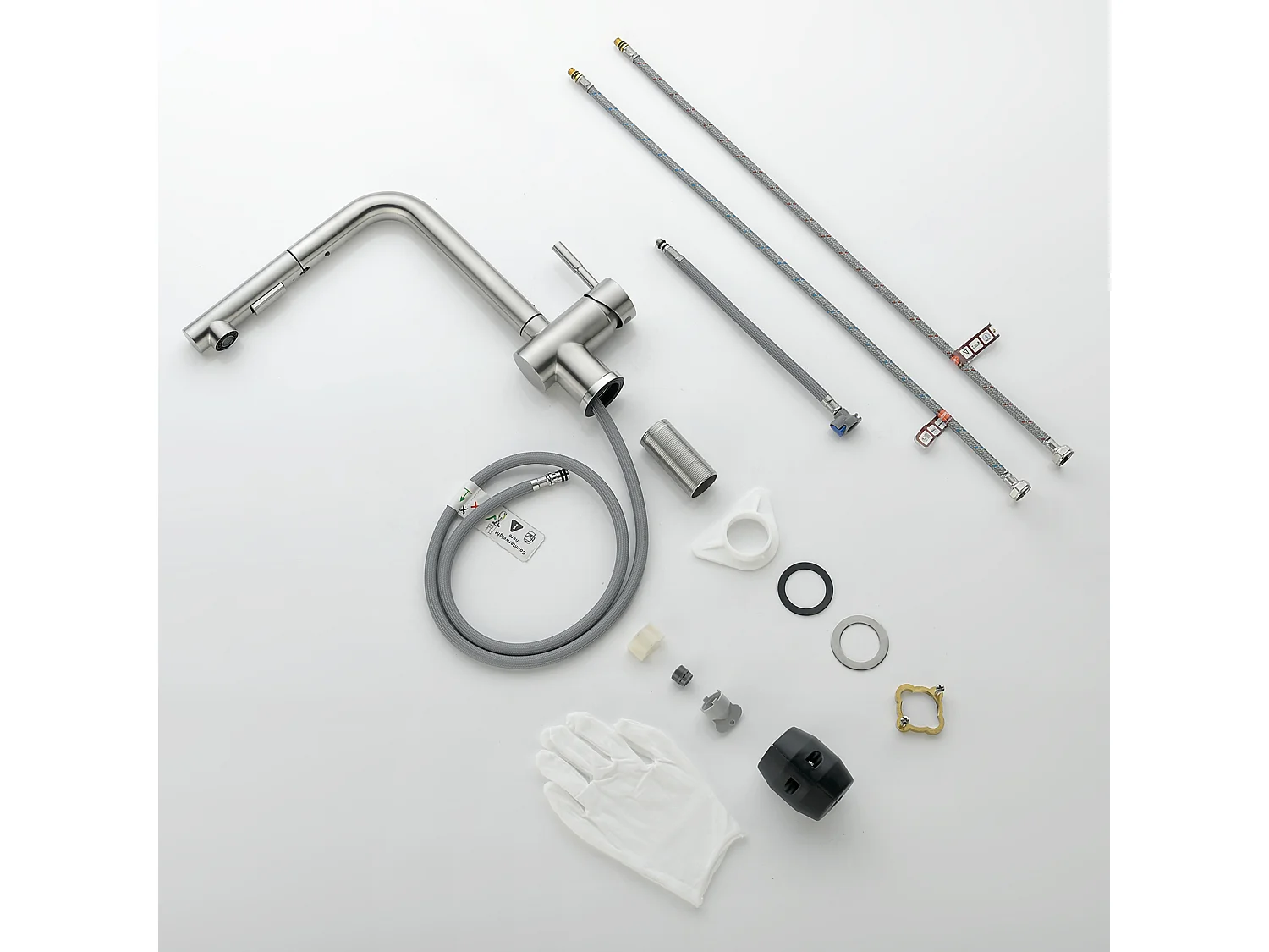 Cecipa max Geborstelde Keukenmengkraan met Sproeikraan Uittrekbare Spoelbak met Twee Jets Spoelbakmengkraan met Afneembare Bubbler, EU-model