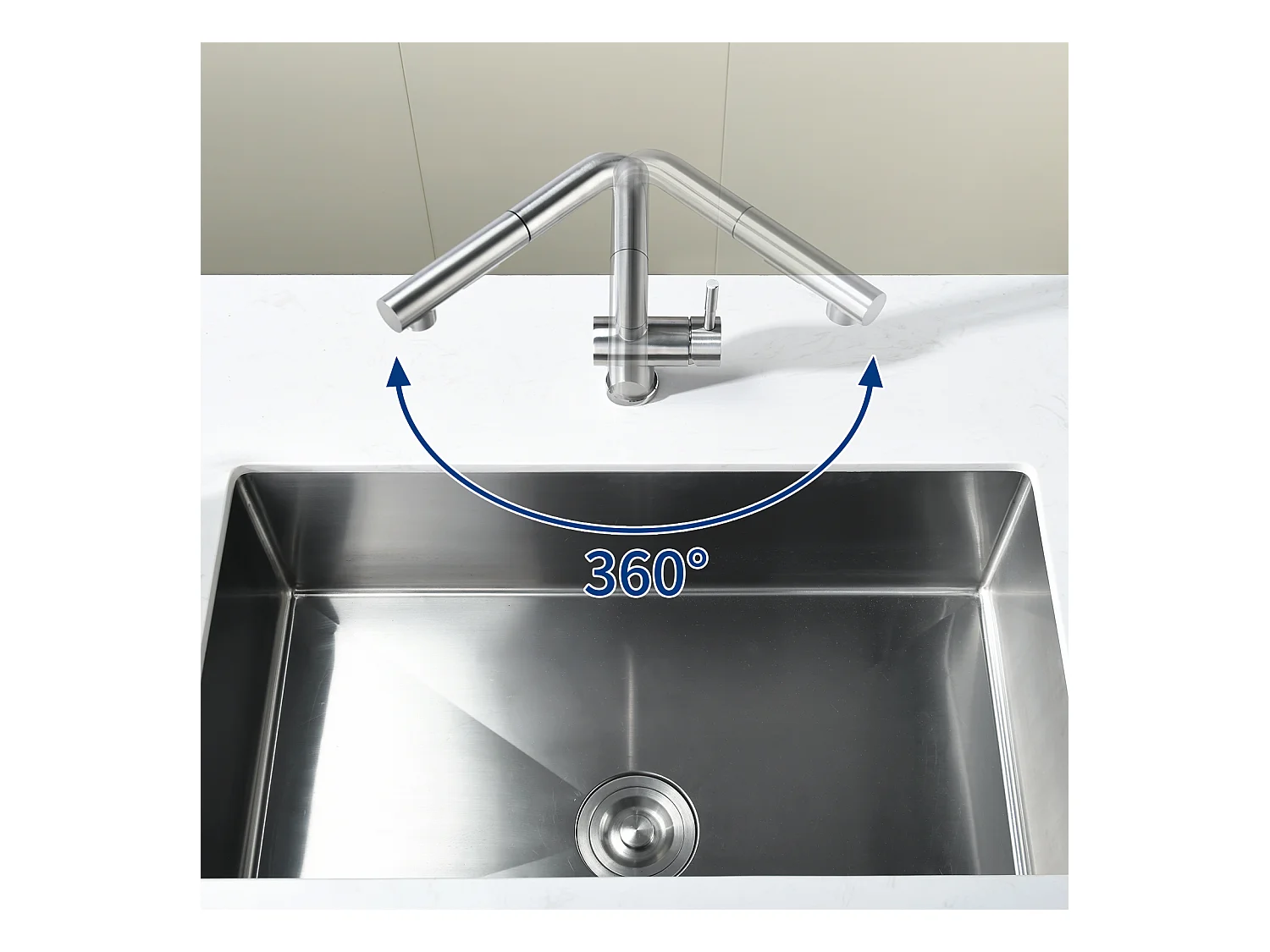 Cecipa max Geborstelde Keukenmengkraan met Sproeikraan Uittrekbare Spoelbak met Twee Jets Spoelbakmengkraan met Afneembare Bubbler, EU-model