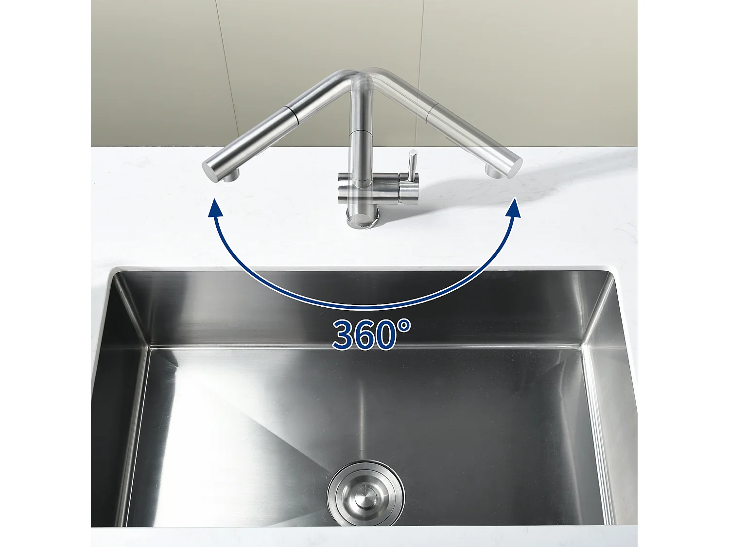 Cecipa max Geborstelde Keukenmengkraan met Sproeikraan Uittrekbare Spoelbak met Twee Jets Spoelbakmengkraan met Afneembare Bubbler, EU-model