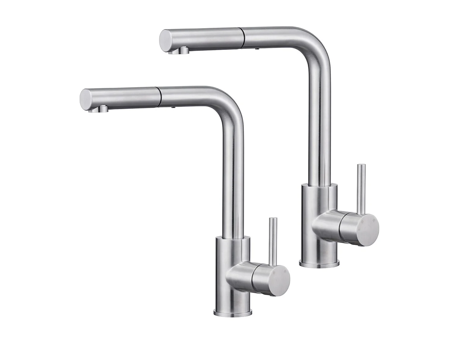 2PCS Mitigeur Cuisine Brossé Douchette Robinet Douchette d'évier Extractible Mitigeur Evier Bec Haut Pivotant à 360° Acier Inox Barboteur Démotable