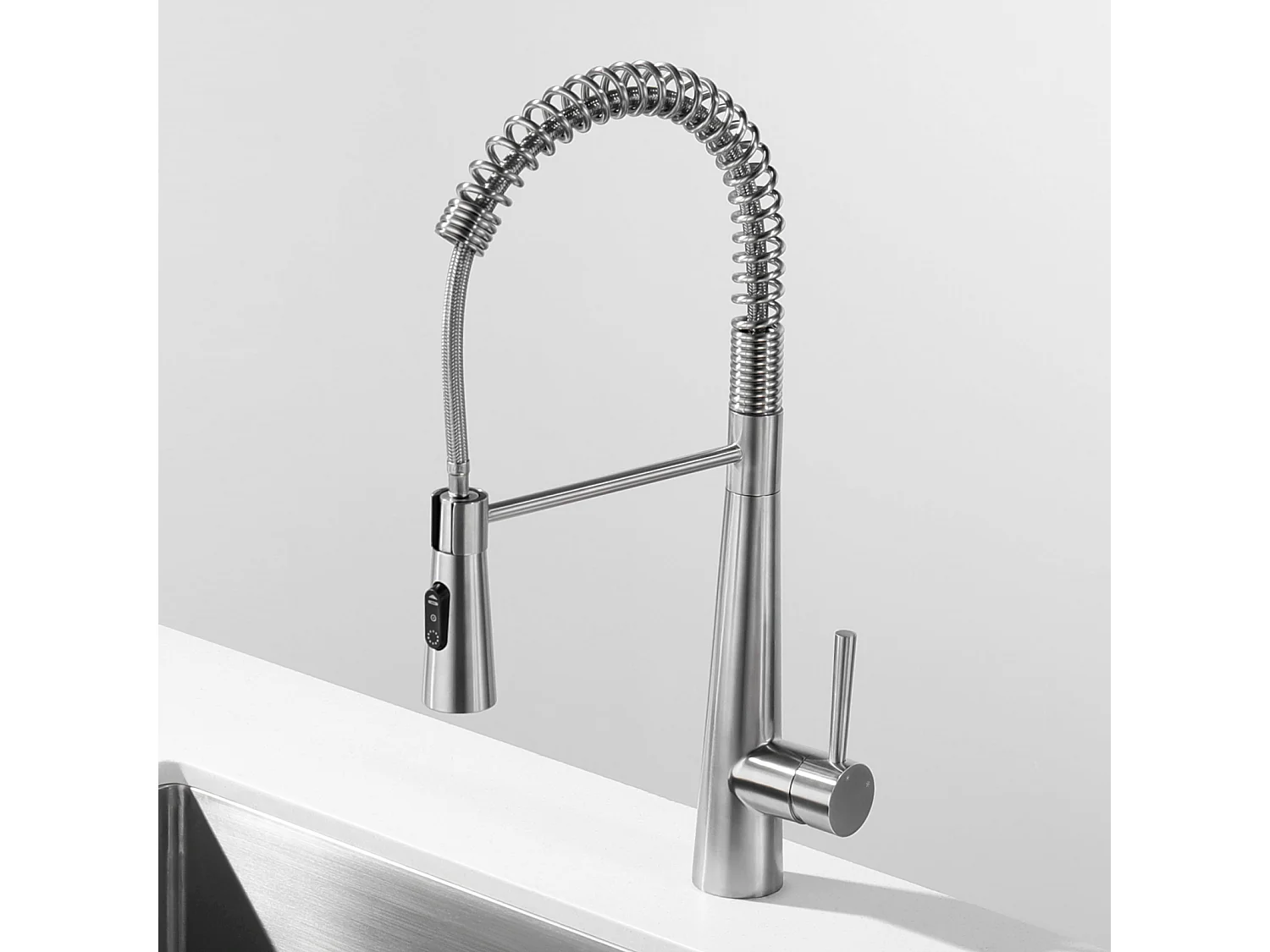 Cecipa max Mitigeur de Cuisine à Ressort avec Douchette Extensible,  Mitigeur Ressort avec 3 Modes de Sortie D'eau, Robinet en Inox Brossé,EU Modèle