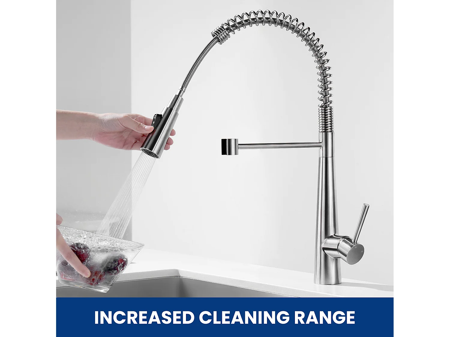 Cecipa max Mitigeur de Cuisine à Ressort avec Douchette Extensible,  Mitigeur Ressort avec 3 Modes de Sortie D'eau, Robinet en Inox Brossé,EU Modèle