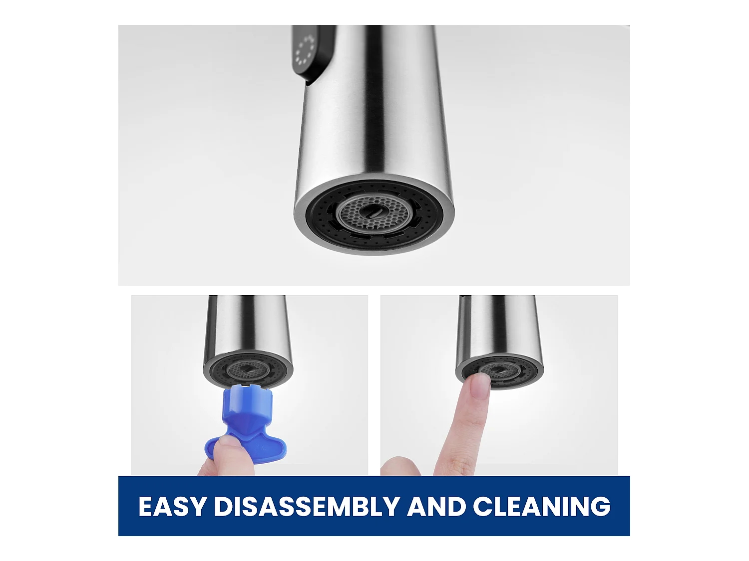 Cecipa max Mitigeur de Cuisine à Ressort avec Douchette Extensible,  Mitigeur Ressort avec 3 Modes de Sortie D'eau, Robinet en Inox Brossé,EU Modèle