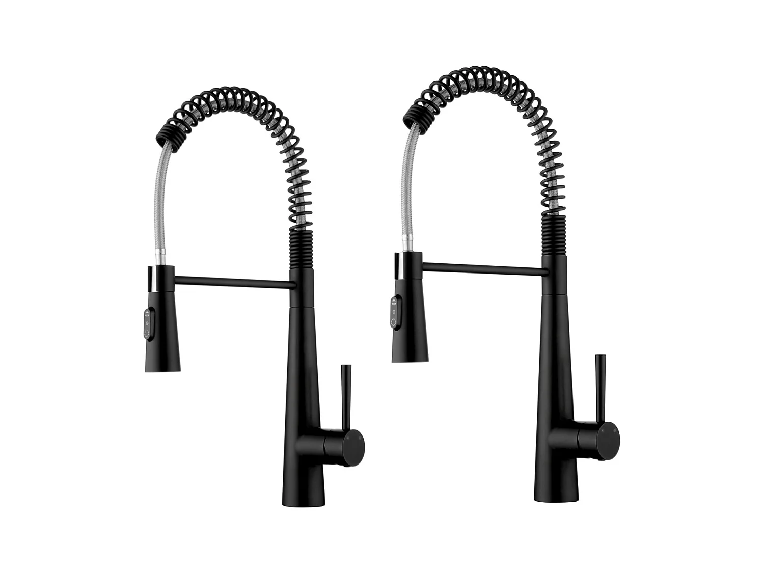 2PCS Mitigeur Cuisine à Ressort avec 3 Modes de Sortie D'eau - Mitigeur de Evier Noir avec Douchette Extractible Robinet Cuisine Pivotant à 360°