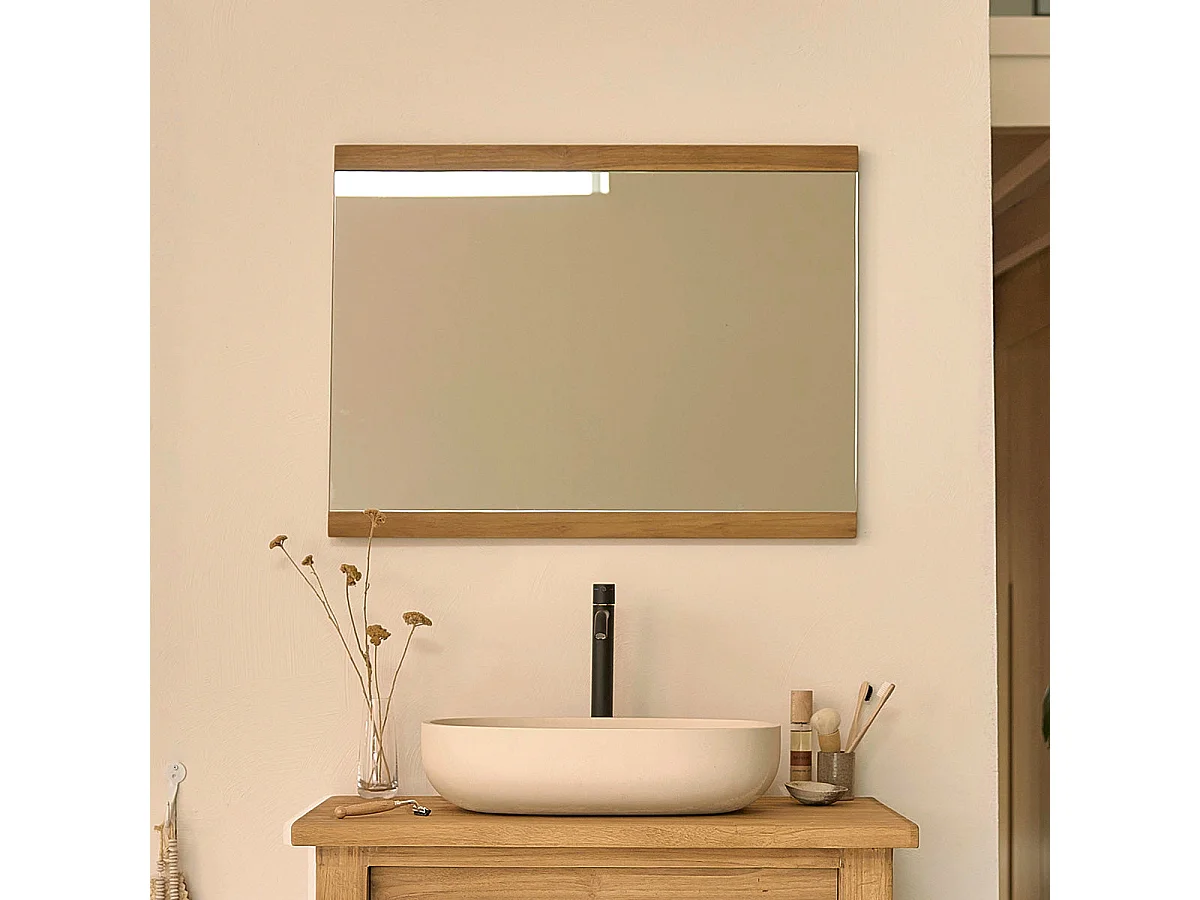 Miroir en teck recyclé massif 80 cm