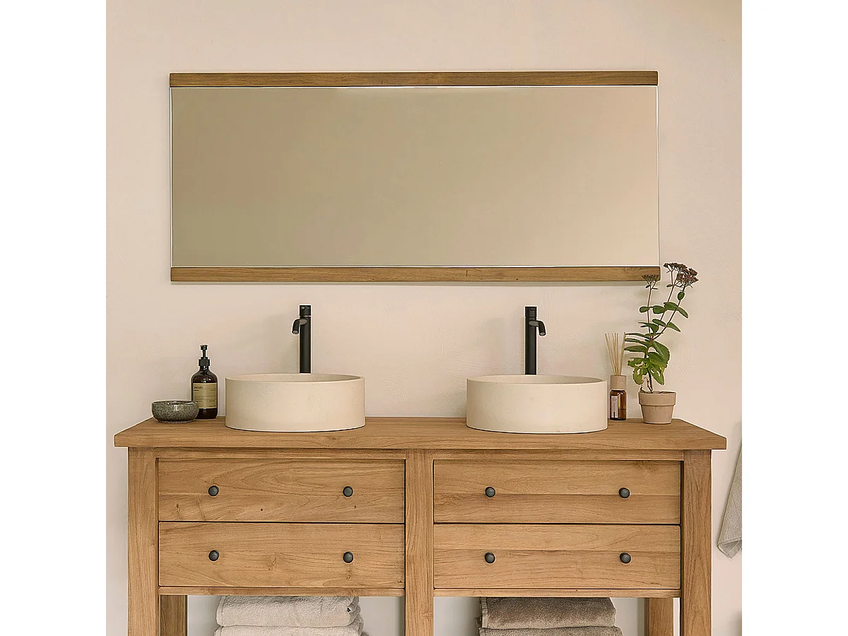 Miroir en teck recyclé rectangulaire 140 cm