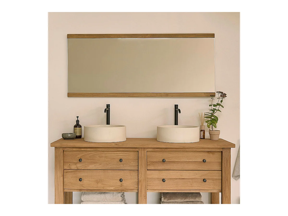 Miroir en teck recyclé rectangulaire 140 cm