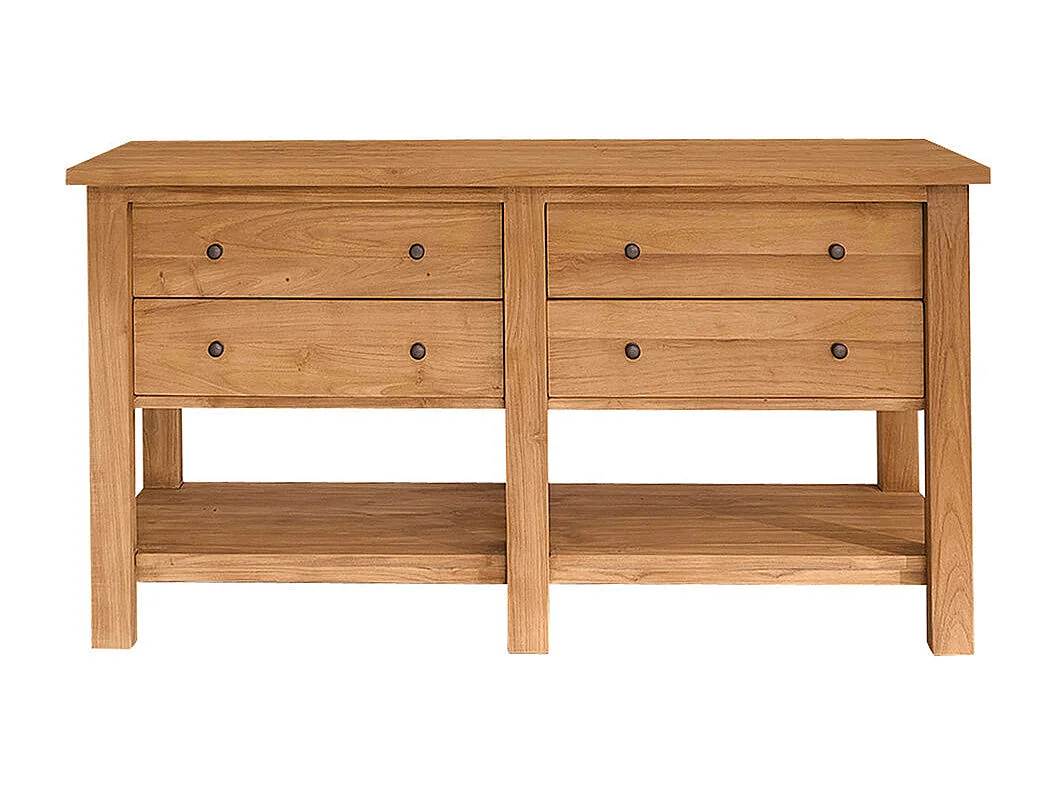 Meuble sous vasque en teck recyclé massif 150 cm