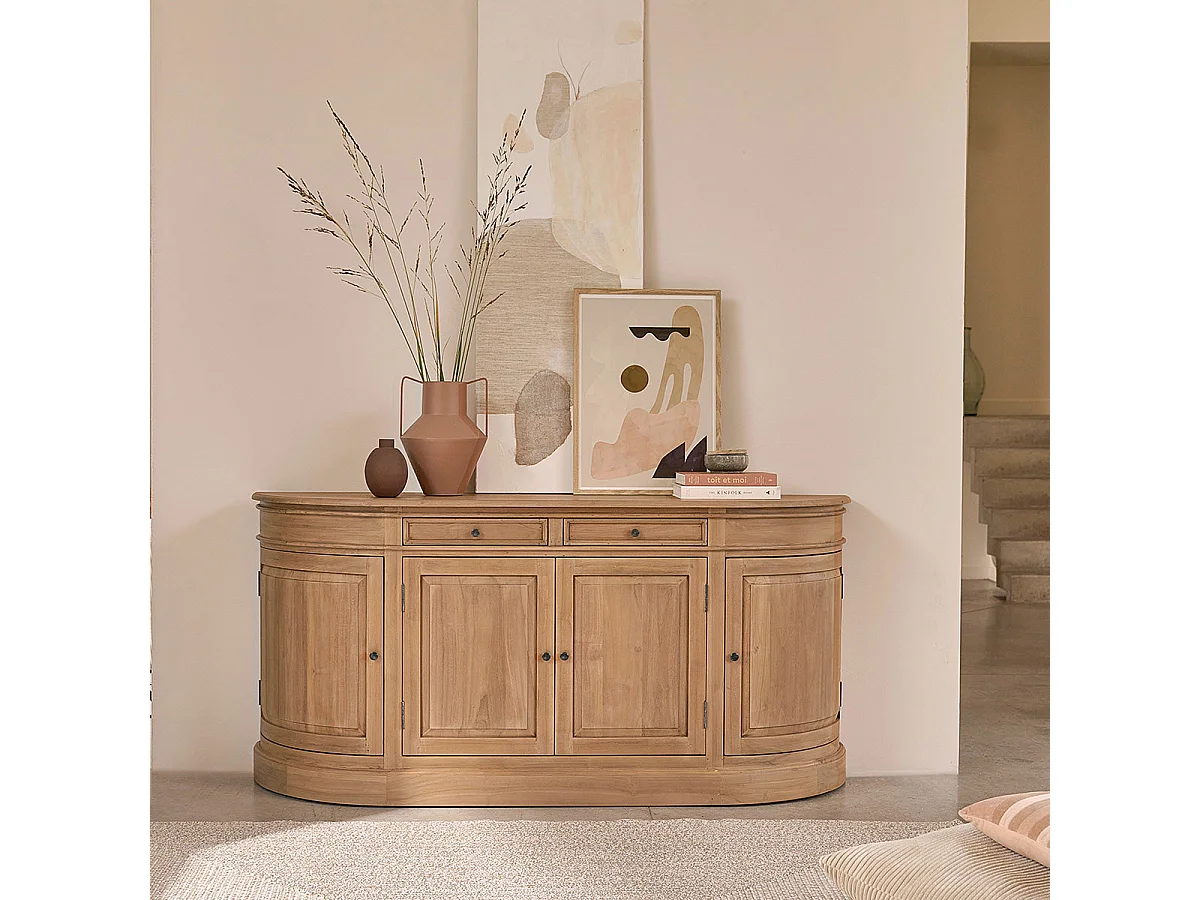 Buffet 4 portes et 2 tiroirs en teck massif