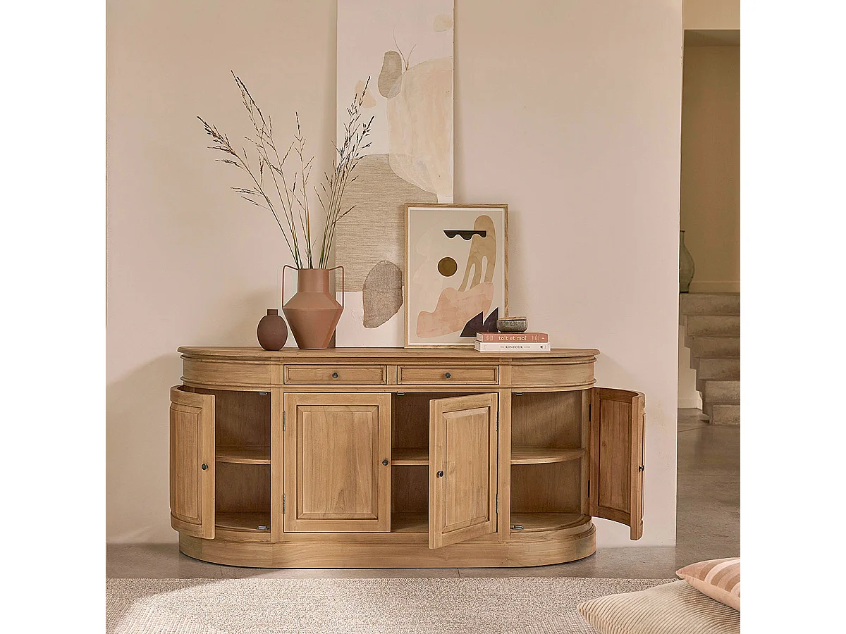 Buffet 4 portes et 2 tiroirs en teck massif