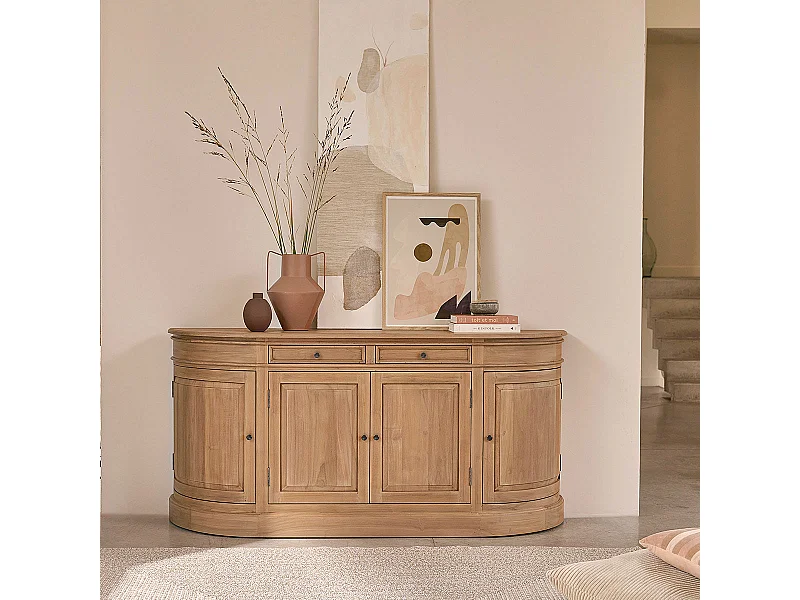 Buffet 4 portes et 2 tiroirs en teck massif