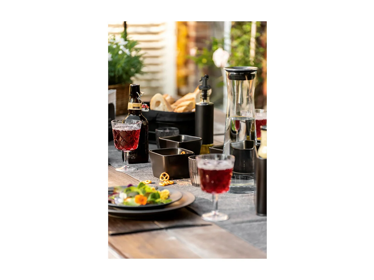 Set apéritif en céramique avec plateau et 3 coupelles "Snack & Dip" - 3 x 300 ml - Noir - L 30 cm