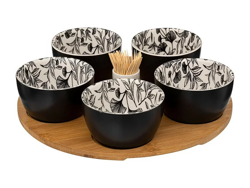 Service Apéritif 7 Pièces "White Floral" 28cm Blanc