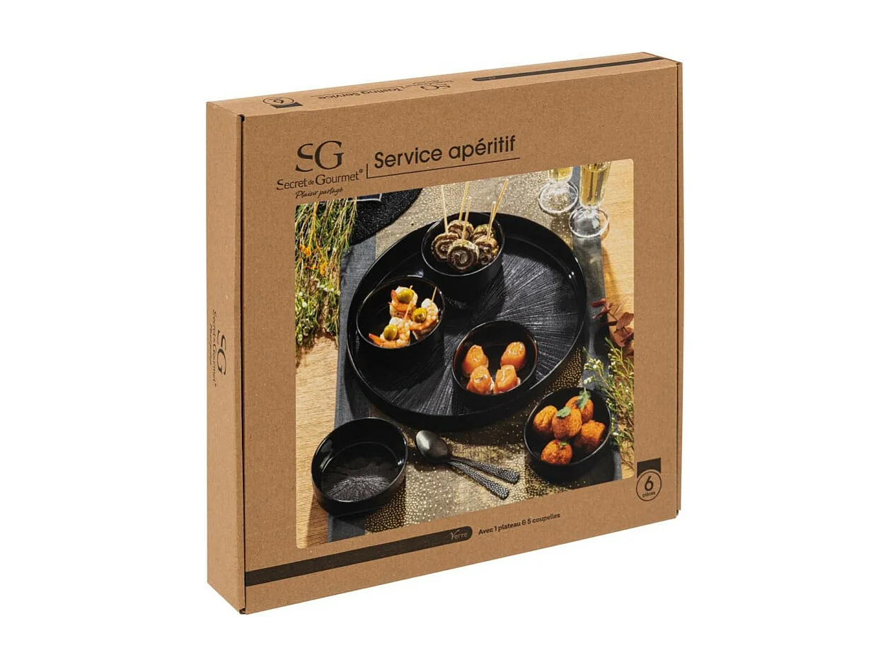 Service Apéritif 6 Pièces "Astra" 34cm Noir