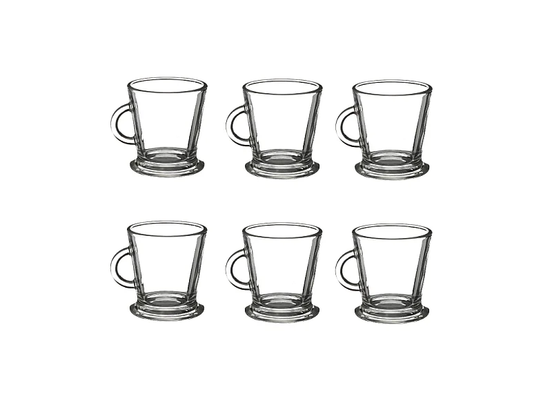 Lot de 6 tasses en verre - Transparents |Contenance 18 cl | Entièrement en verre