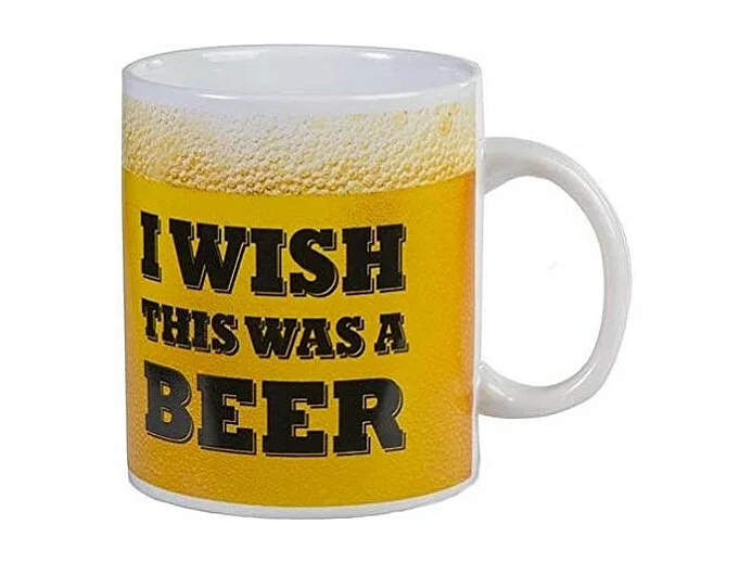 Tasse mug design bière contenance 700 ml - Jaune - D 11 x H 13 cm