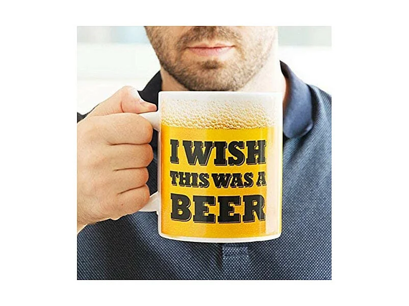 Tasse mug design bière contenance 700 ml - Jaune - D 11 x H 13 cm