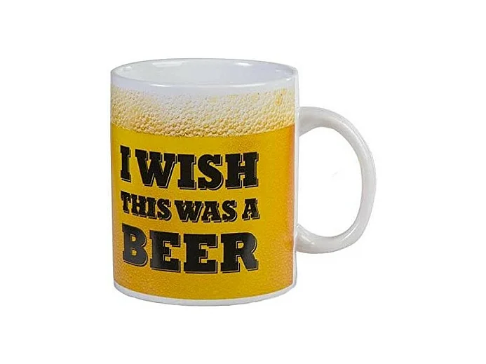 Tasse mug design bière contenance 700 ml - Jaune - D 11 x H 13 cm