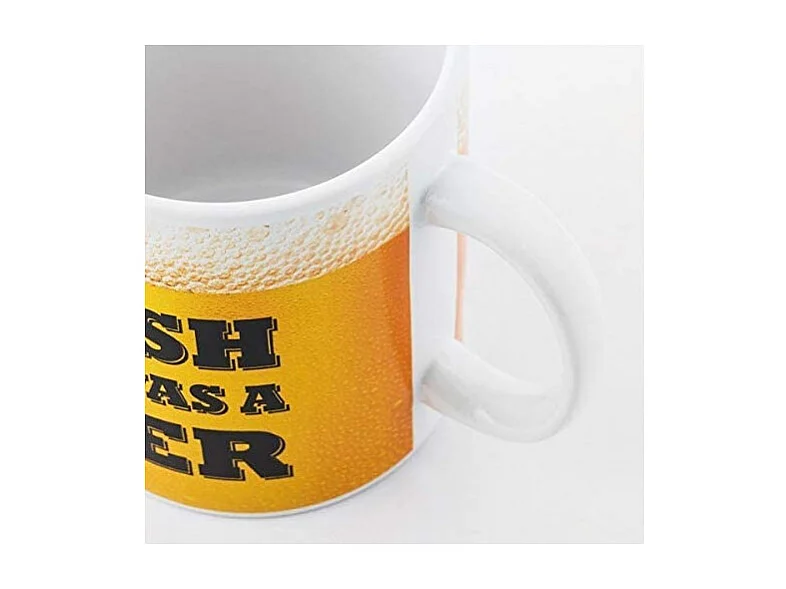 Tasse mug design bière contenance 700 ml - Jaune - D 11 x H 13 cm