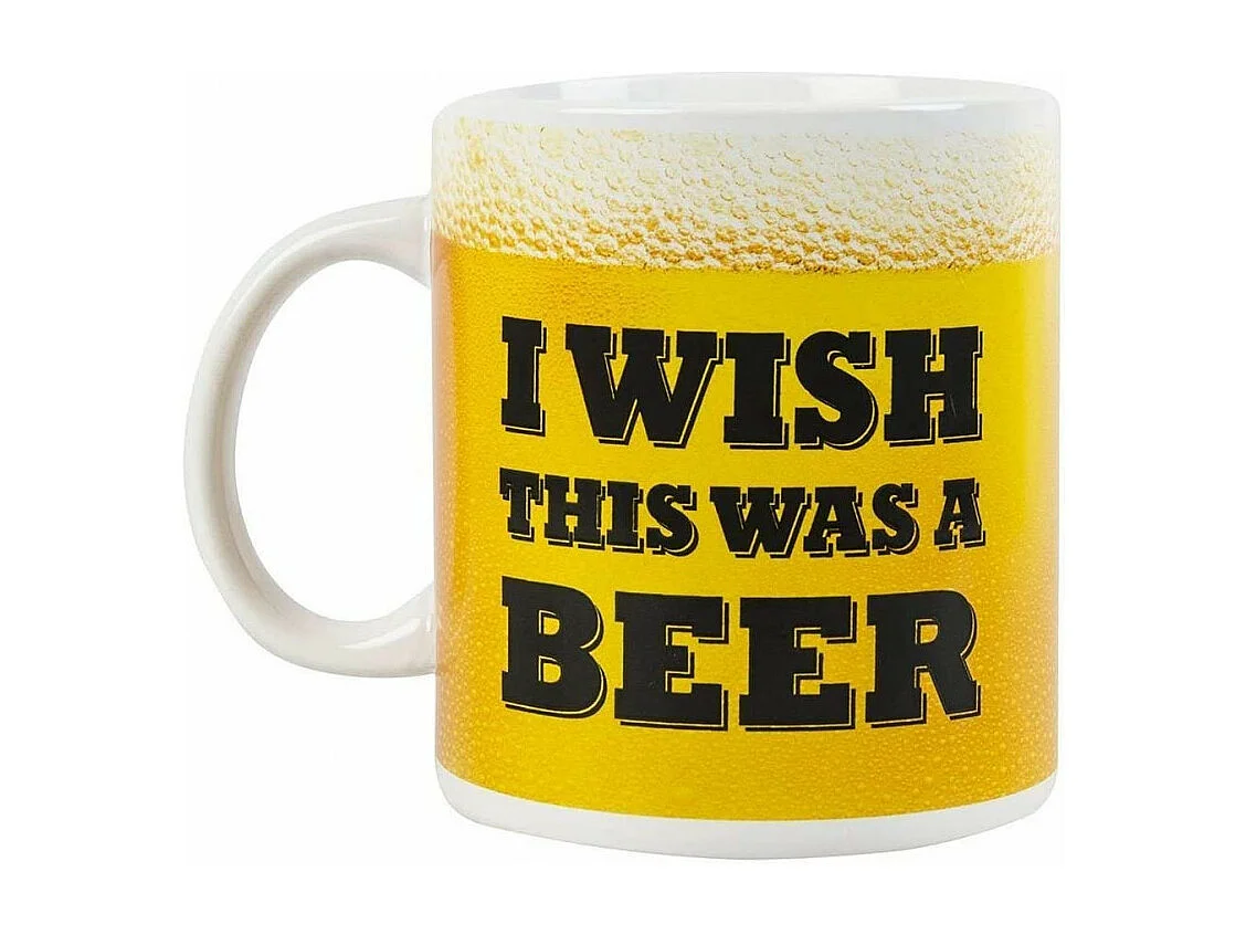 Tasse mug design bière contenance 700 ml - Jaune - D 11 x H 13 cm