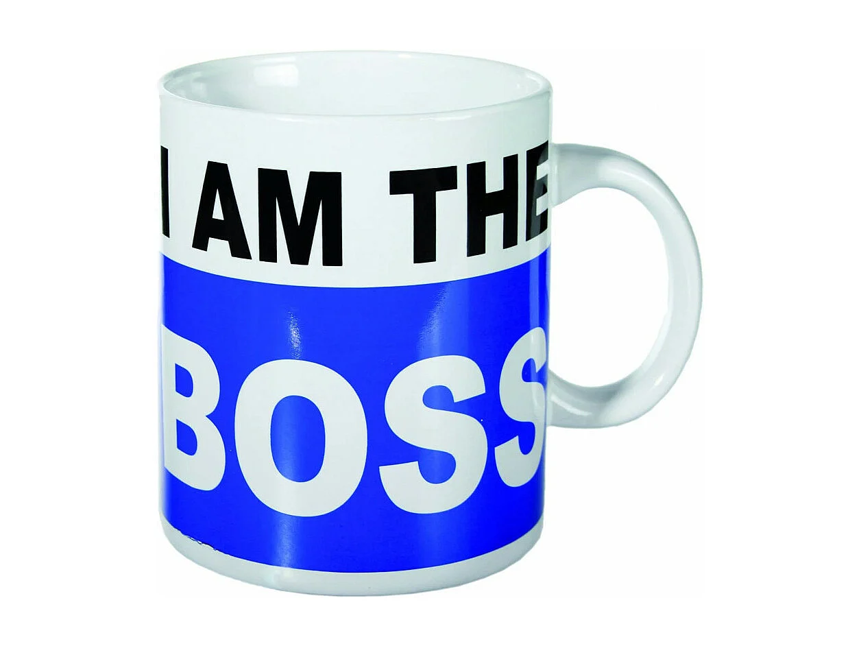 Tasse mug "I am the boss" 700 ml - Bleu/blanc - D 11 x H 13 cm