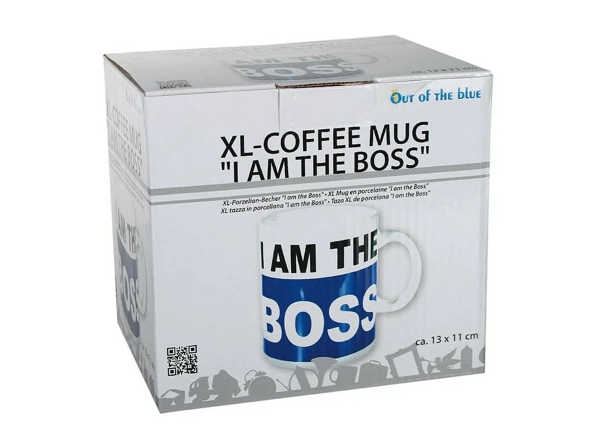 Tasse mug "I am the boss" 700 ml - Bleu/blanc - D 11 x H 13 cm