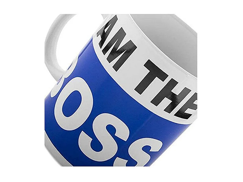 Tasse mug "I am the boss" 700 ml - Bleu/blanc - D 11 x H 13 cm