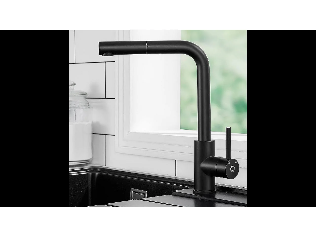 Cecipa max Miscelatore Cucina Nero Rubinetto Doccia Lavello Estraibile Doccetta Miscelatore Lavello Bocca Alta Girevole 360° Gorgoglio Staccabile, Modello EU