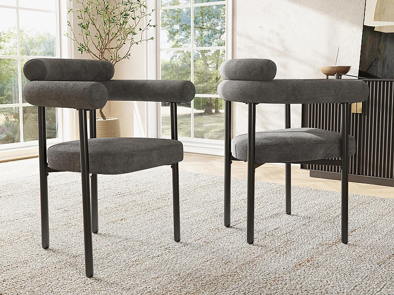 Set mit 2 Samtstühlen – mit Armlehnen – Grau