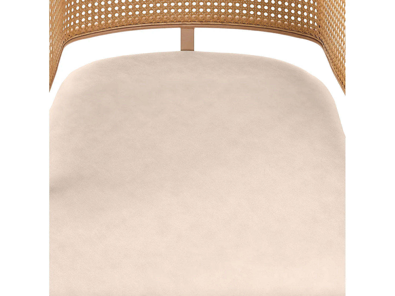 Set van 2 stoelen met rotan rugleuning - beige kunstleren kussens - metalen poten - Bruin