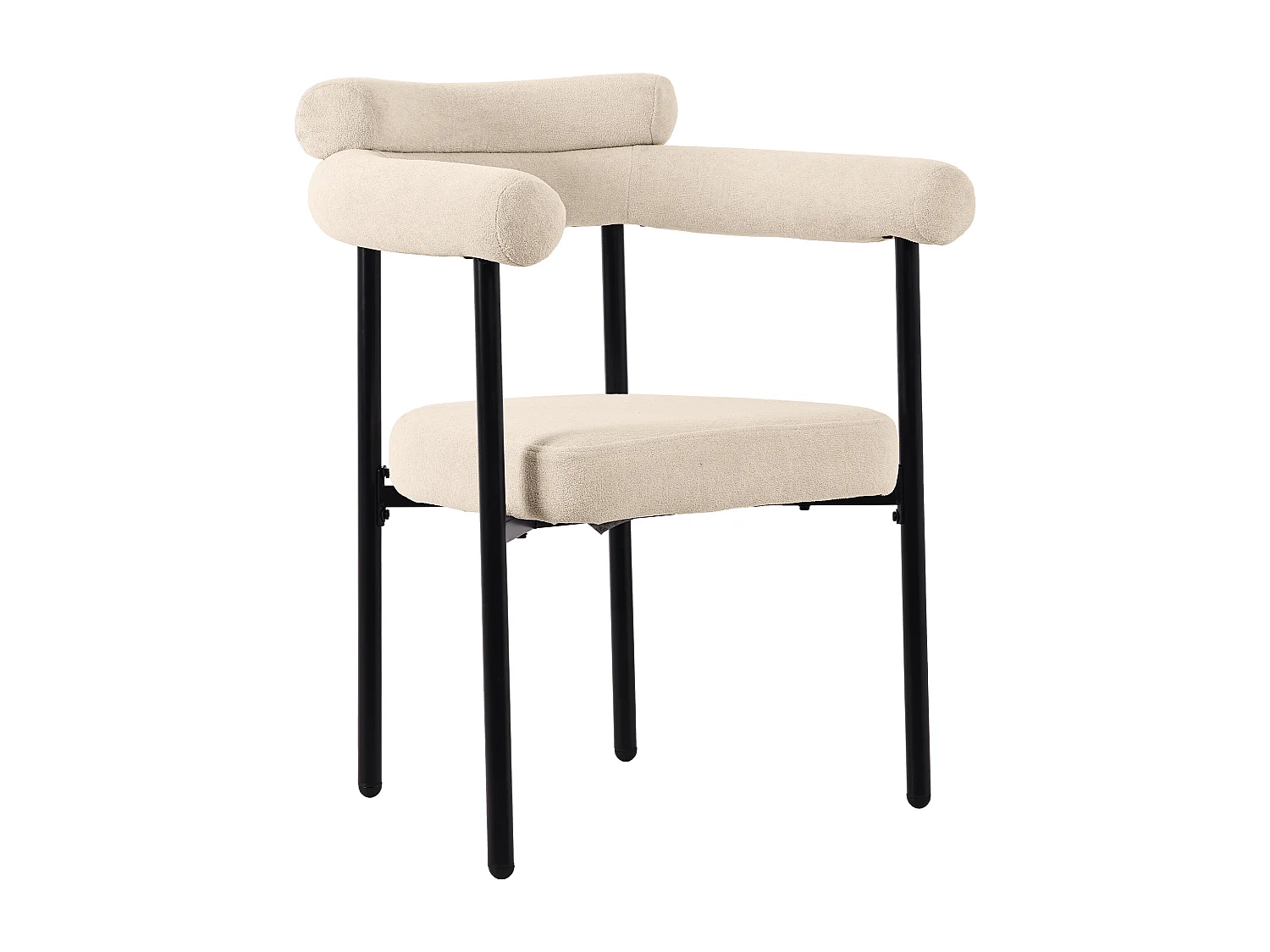 Set di 4 sedie in velluto - con braccioli - Beige