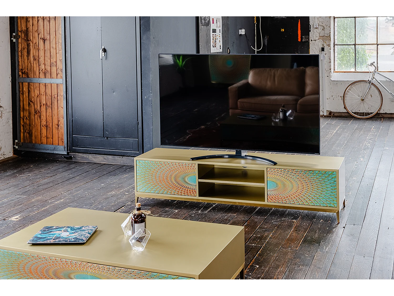 TV-Board - Grün Holz - LAGO