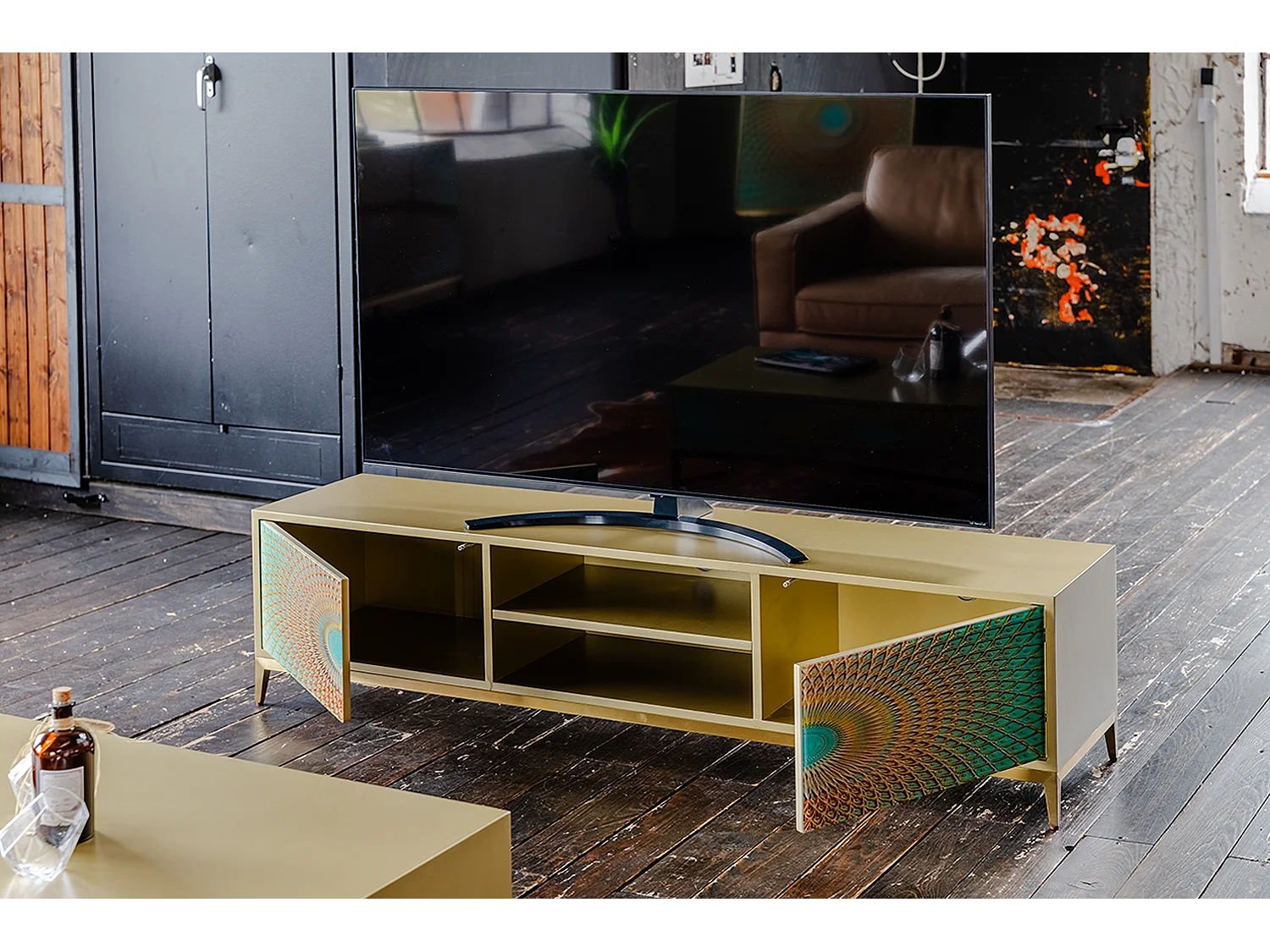 TV-Board - Grün Holz - LAGO