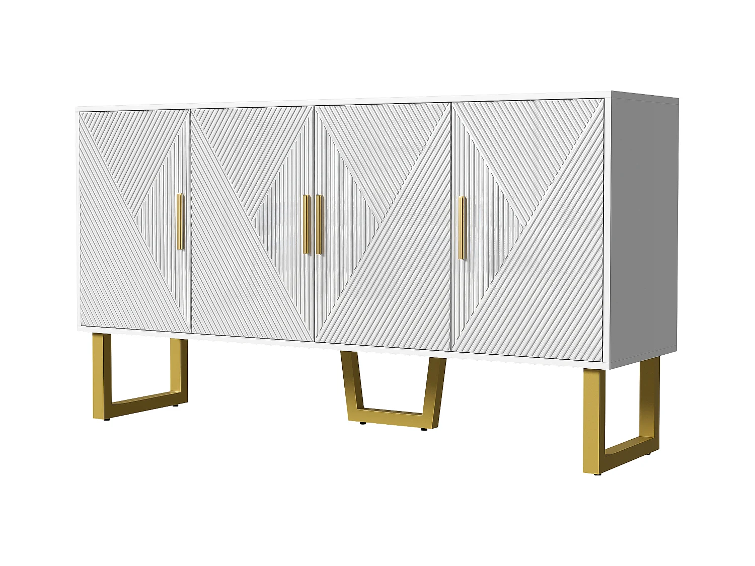 Credenza moderna - 4 ante con ripiani regolabili - Bianco