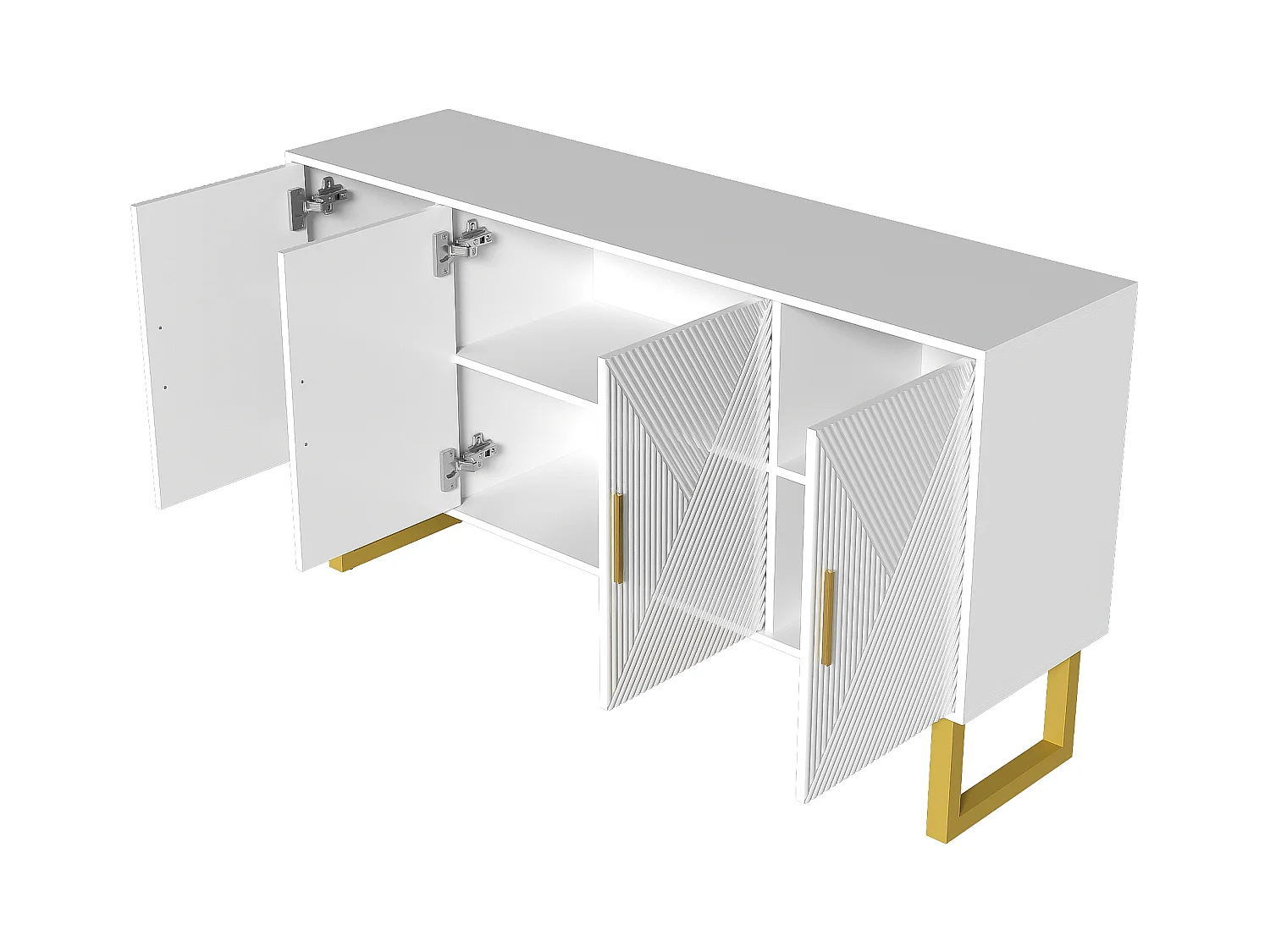 Credenza moderna - 4 ante con ripiani regolabili - Bianco