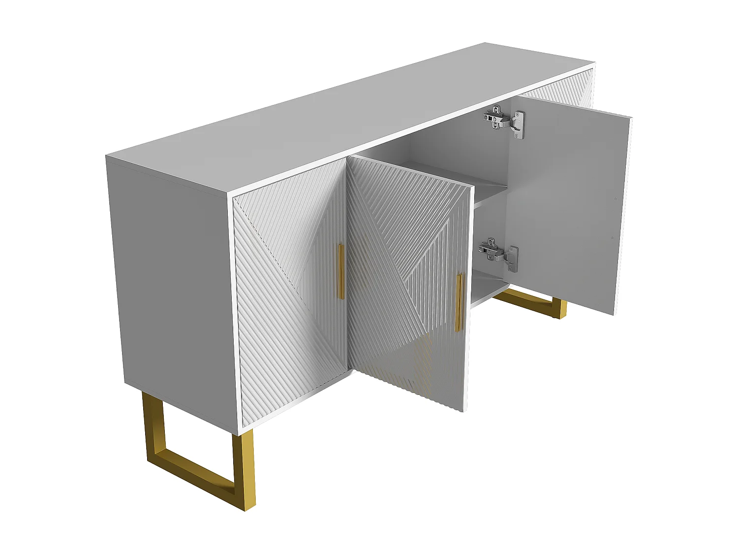 Buffet moderne - 4 portes avec étagères réglables - Blanc