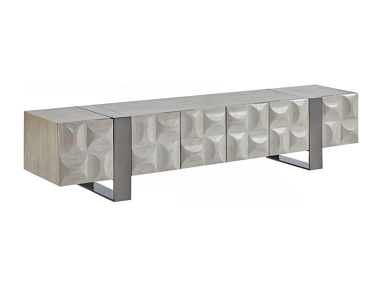 TV-Board - Grau Holz, Metall - MARGO
