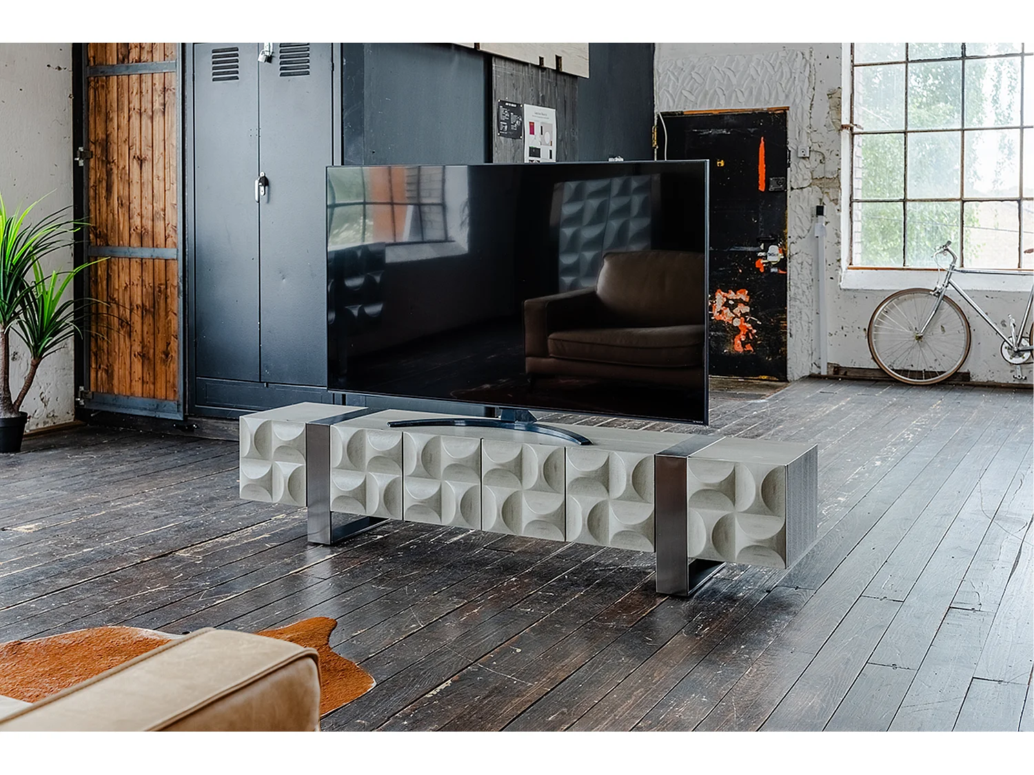TV-Board - Grau Holz, Metall - MARGO