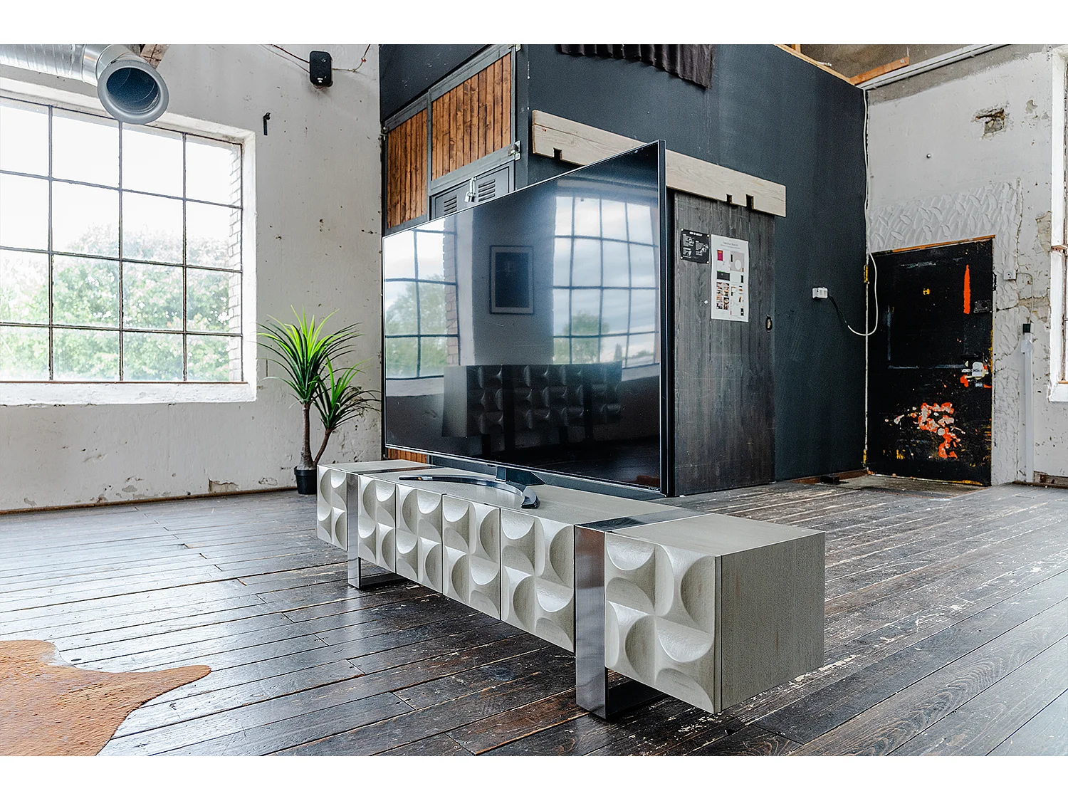 TV-Board - Grau Holz, Metall - MARGO