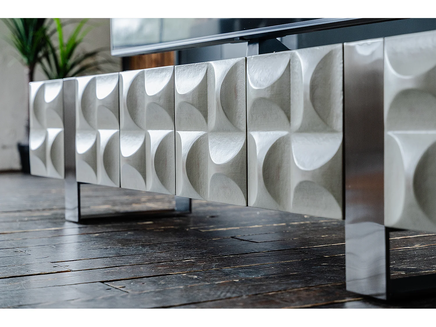 TV-Board - Grau Holz, Metall - MARGO