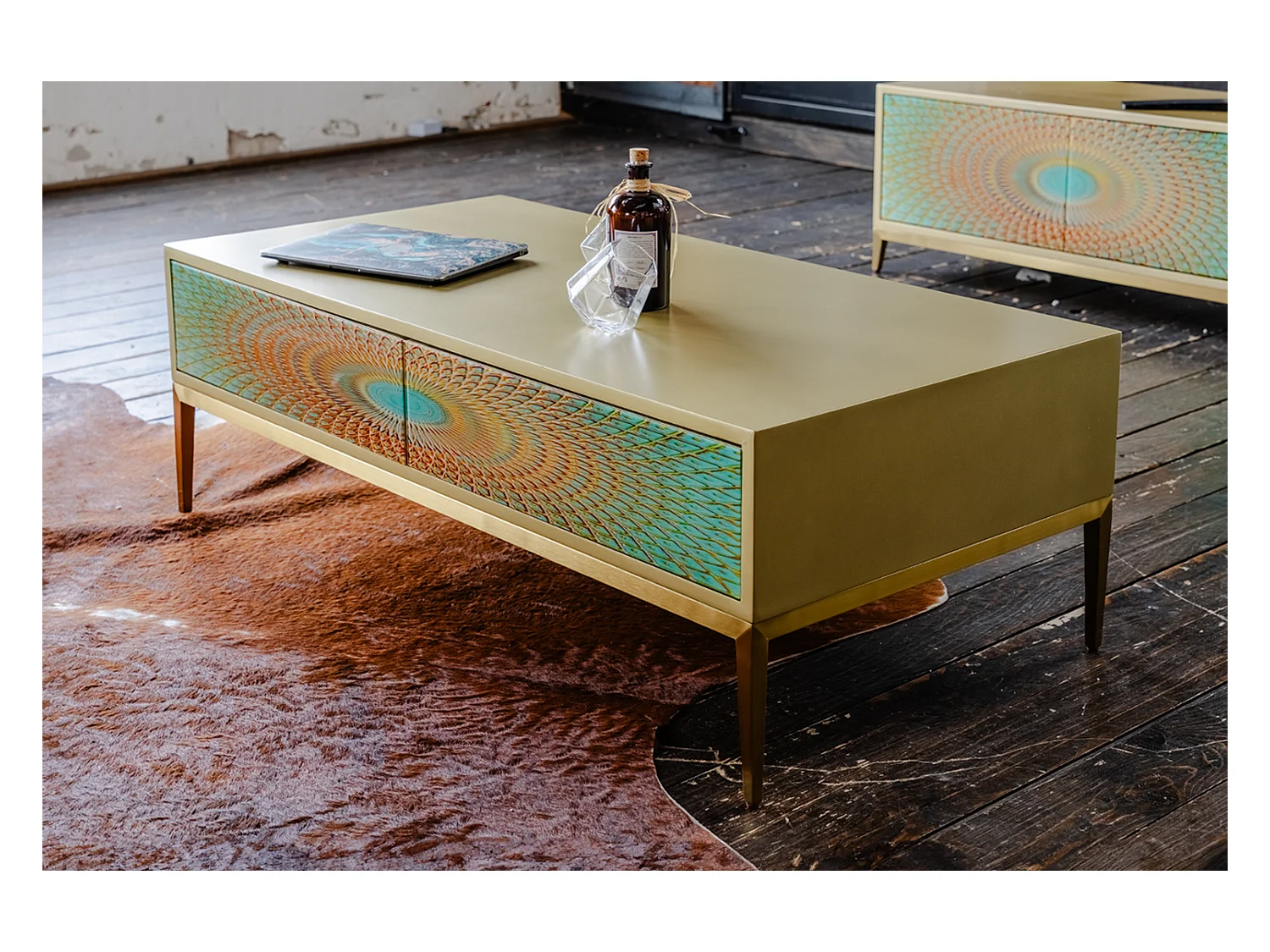 Mesa de centro - Verde Madera - 60 x 120 cm - LAGO