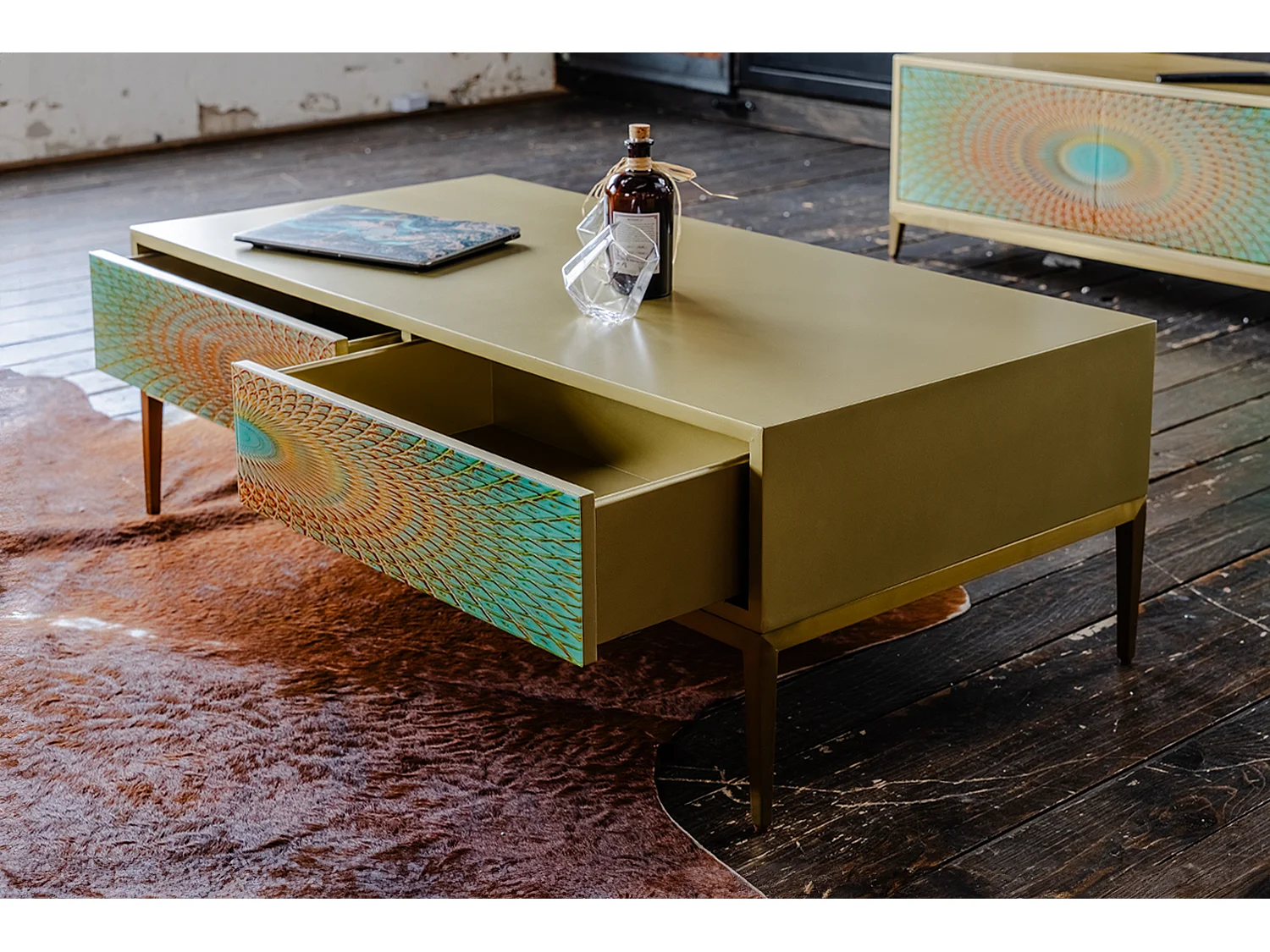 Mesa de centro - Verde Madera - 60 x 120 cm - LAGO