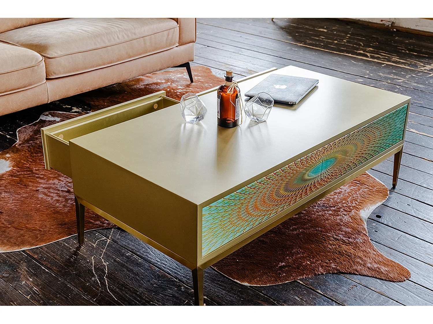 Mesa de centro - Verde Madera - 60 x 120 cm - LAGO