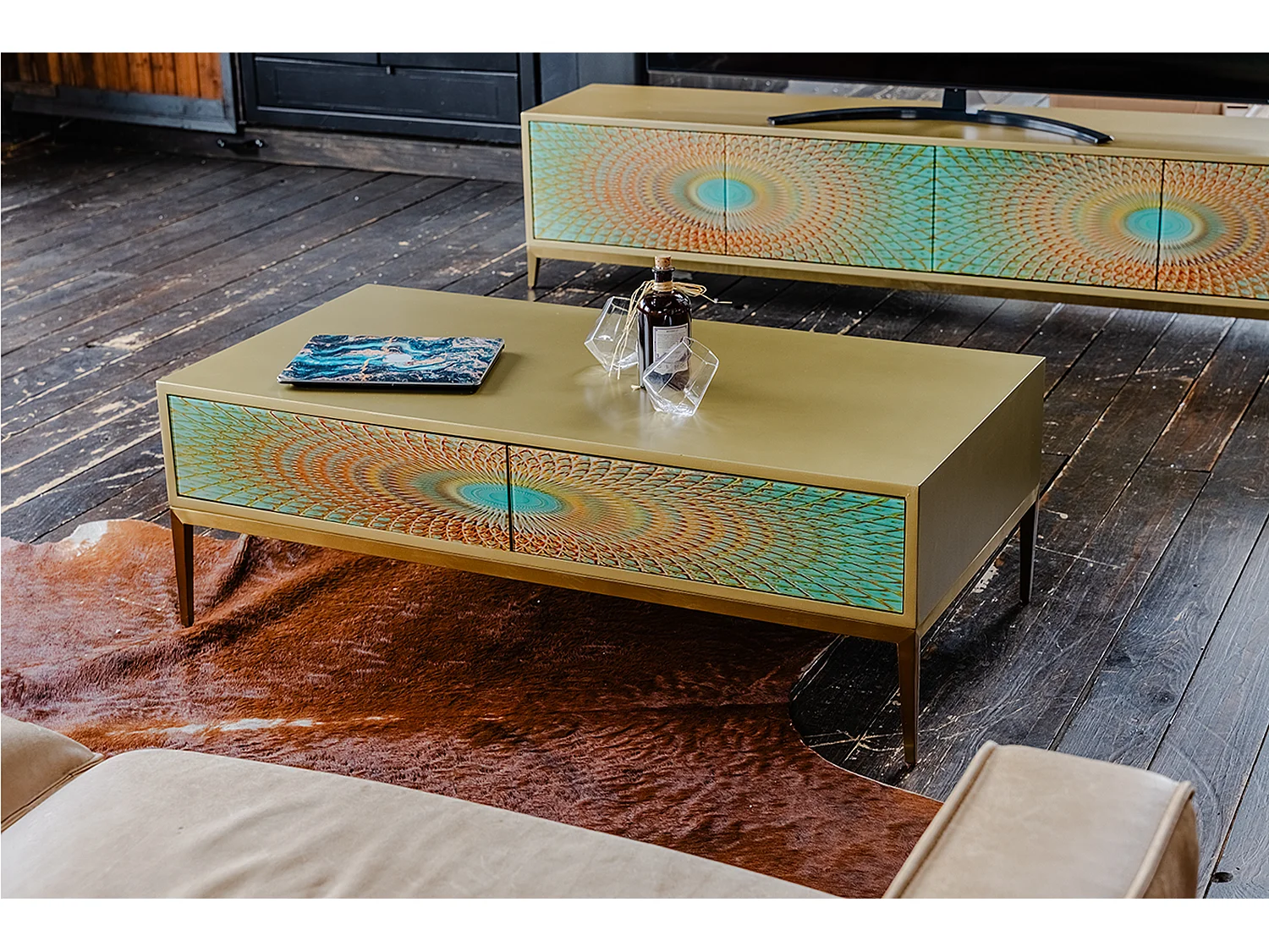 Mesa de centro - Verde Madera - 60 x 120 cm - LAGO