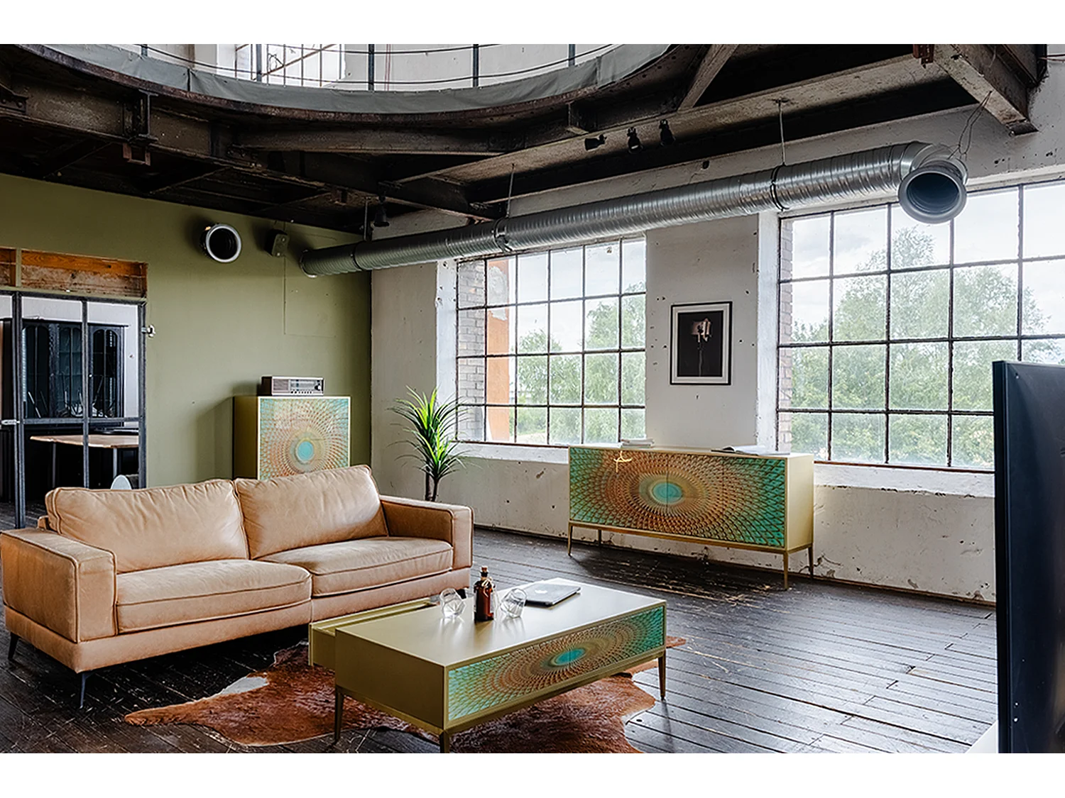 Mesa de centro - Verde Madera - 60 x 120 cm - LAGO