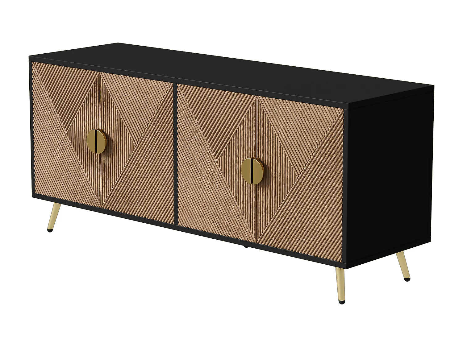 Buffet moderne - avec 3 portes - Noir & Naturel