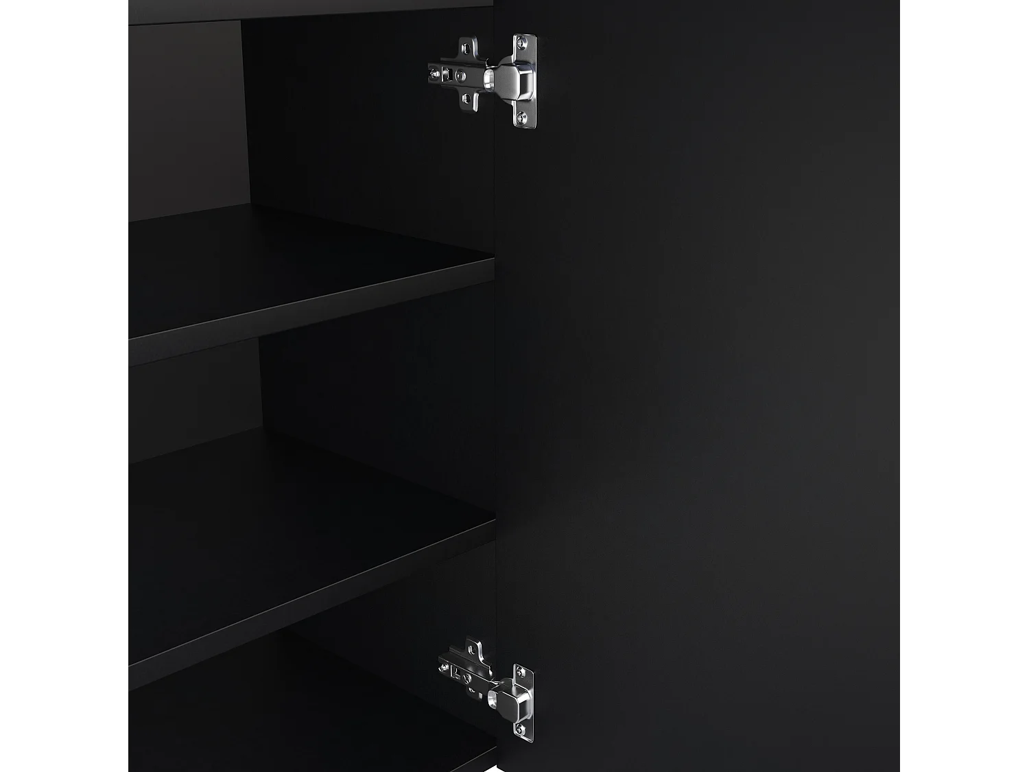 Buffet moderne - 4 portes avec étagères réglables - Noir