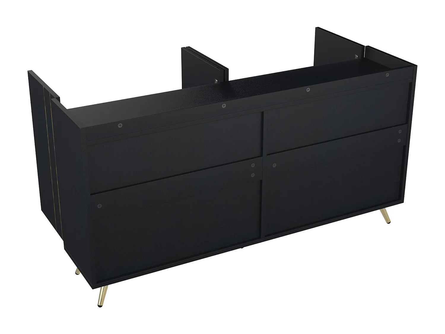 Buffet moderne - 4 portes avec étagères réglables - Noir