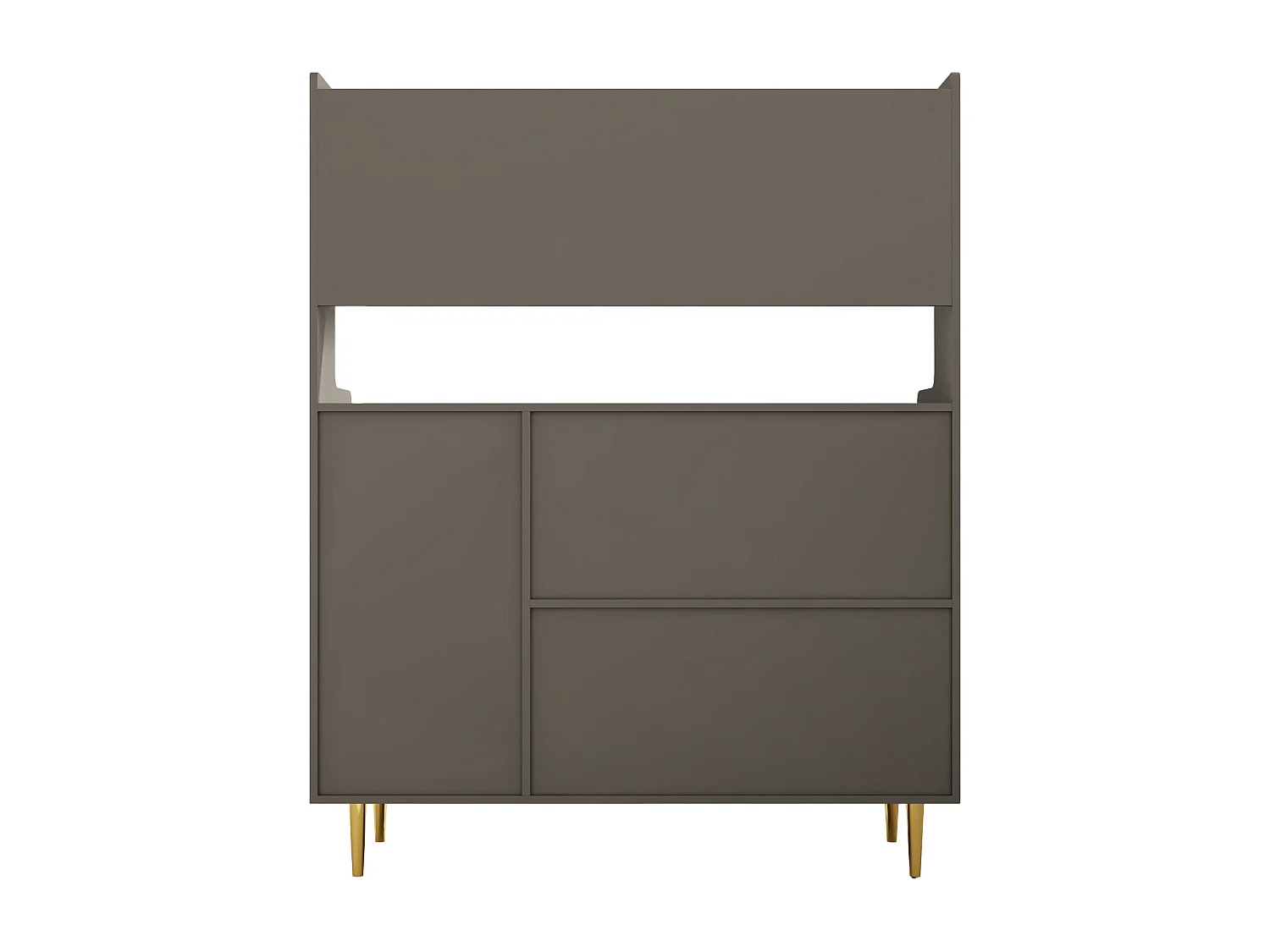Buffet haut - 3 compartiments et 3 portes - en MDF - Gris